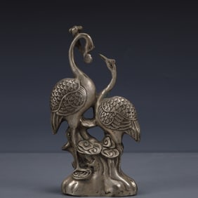 An Exquisite Silver-plated Crane Ornament