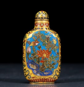 An Exquisite Cloisonne Flower and Bird Pattern Snuff Bottle