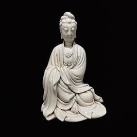 A Rare Blance-De-Chine Statue of Avalokitesvara