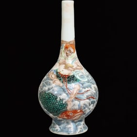 An Exquisite Famille-Rose Seawater,Figure and Turtle Pattern Vase