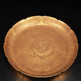 A Huge Gilt Bronze Flower and Phoenix Pattern Plate