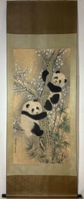 A Chinese Vertical Scroll Ink Painting of Panda on Paper,Zhang Daqian