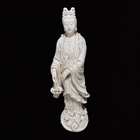 A Huge Blance-De-Chine Statue of Avalokitesvara
