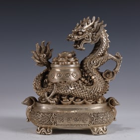 An Exquisite Silver-plated Dragon Ornament