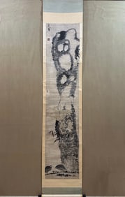 A Chinese Vertical Scroll Ink Painting of Flower and Bird on Paper,Bada Shanren