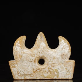 An Archaic Hongshan Culture White Jade Brush Holder