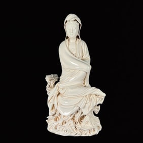 A Huge Blance-De-Chine Statue of Avalokitesvara