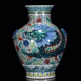 An Exquisite Doucai Flower and Dragon Pattern Vase