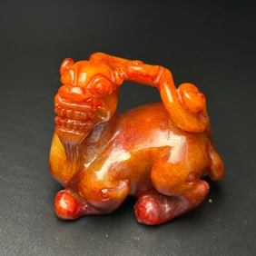 An Exquisite Gaogu Jade Auspicious Beast Ornament