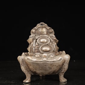 An Exquisite Silver-plated Copper Golden Toad-Shaped Censer
