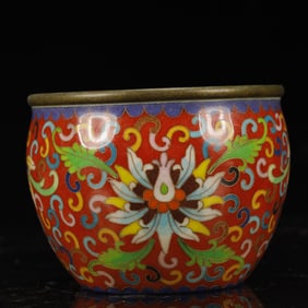 An Ecmxquisite Cloisonne Lotus Pattern Vat