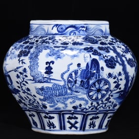 A Rare Blue and White Figure Pattern Jar