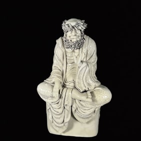 A Huge Blance-De-Chine Statue of Bodhidharma