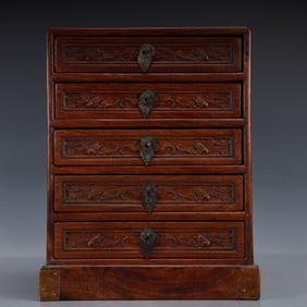 An Exquisite Huanghuali wood Bats Pattern Cabinet