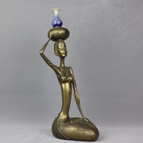 A Huge Blue Glazed Figure Vase