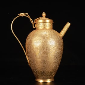An Exquisite Gilt Bronze Flower and Bird Pattern Ewer