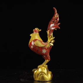 A Huge Cloisonne Flower Pattern Rooster Ornament