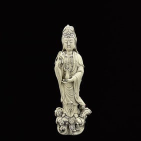 A Huge Blance-De-Chine Statue of Avalokitesvara