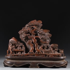 An Exquisite Bamboo Landscape and Figure Pattern Ornament