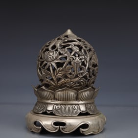 An Exquisite Silver-plated Eight Treasures Pattern Censer