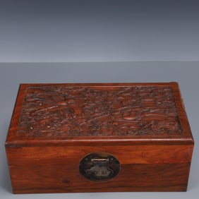 A Rare Huanghuali wood Flower and Bird Pattern Box
