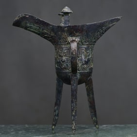An Rare Bronze Beast-Face Pattern Goblet