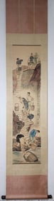 A Chinese Vertical Scroll Ink Painting of Character and Story on Paper,Xu Beihong
