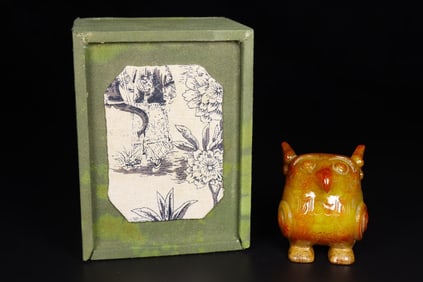An Exquisite Yellow Jade Eagle Ornament