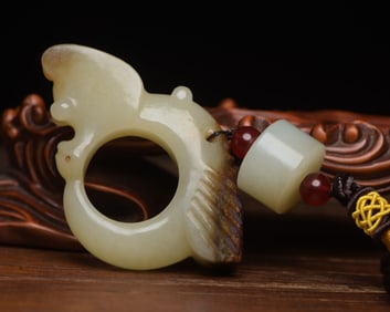 An Exquisite White Jade Pig and Dragon Pendant