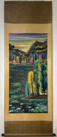 A Chinese Vertical Scroll Ink Painting of Landscape on Paper,Lin Fengmian