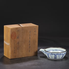 An Exquisite Blue and White Lotus Pattern Cover with Silver Water Pot