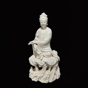 A Huge Blance-De-Chine Statue of Avalokitesvara