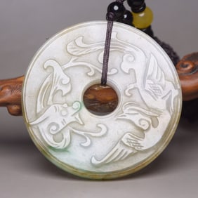 An Exquisite Jadeite Dragon Pattern Pendant
