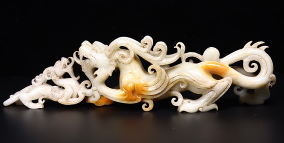 A Rare White Jade Beast Ornament