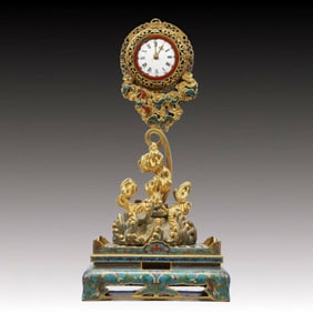 An Exquisite Cloisonne Lotus Pattern clocks Ornament