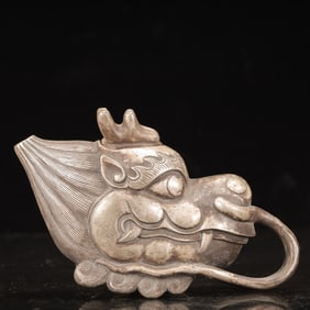 An Exquisite Silver-plated Copper Dragon Pattern Ewer