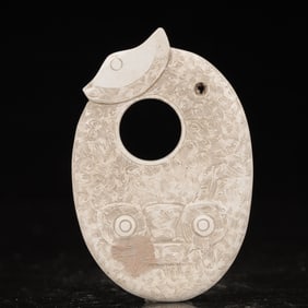 An Archaic Hongshan Culture White chicken bones Jade Figure Ornament