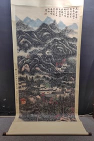 A Chinese Vertical Scroll Ink Painting of Landscape on Paper,Lai Shaoqi