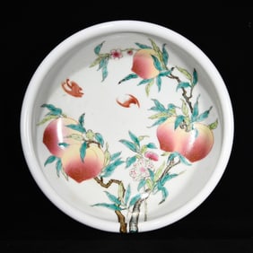 An Exquisite Famille-Rose Bats and Peach Pattern Brush Washer