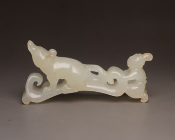 An Exquisite White Jade Figure Hand Piece