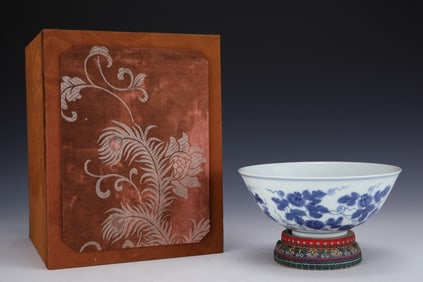 An Exquisite Blue and White Pumpkin Pattern Bowl