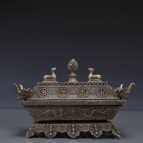 An Exquisite Silver-plated Dragon Pattern Censer