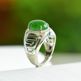 An Exquisite Sterling Silver Inlaid Jasper Ring