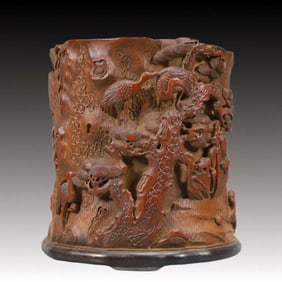 An Exquisite Bamboo Character and Story Pattern Brush Pot