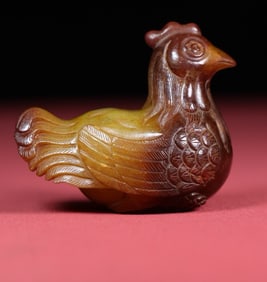 An Exquisite Gaogu Jade Rooster Ornament