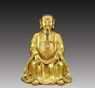 A Solemn Gilt Bronze Buddha Statue