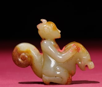 An Exquisite Yellow Jade Figure Ornament