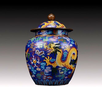 A Fine Cloisonne 'Dragon& Auspicious Cloud' Jar