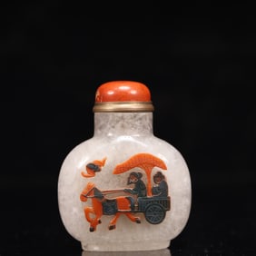 An Exquisite Agate Figure and Horse Pattern Snuff Bottle