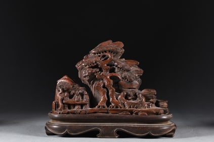An Exquisite Bamboo Landscape and Figure Pattern Ornament